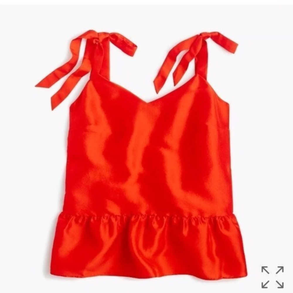 J.crew silk tie-shoulder red top 00 new w/o tag